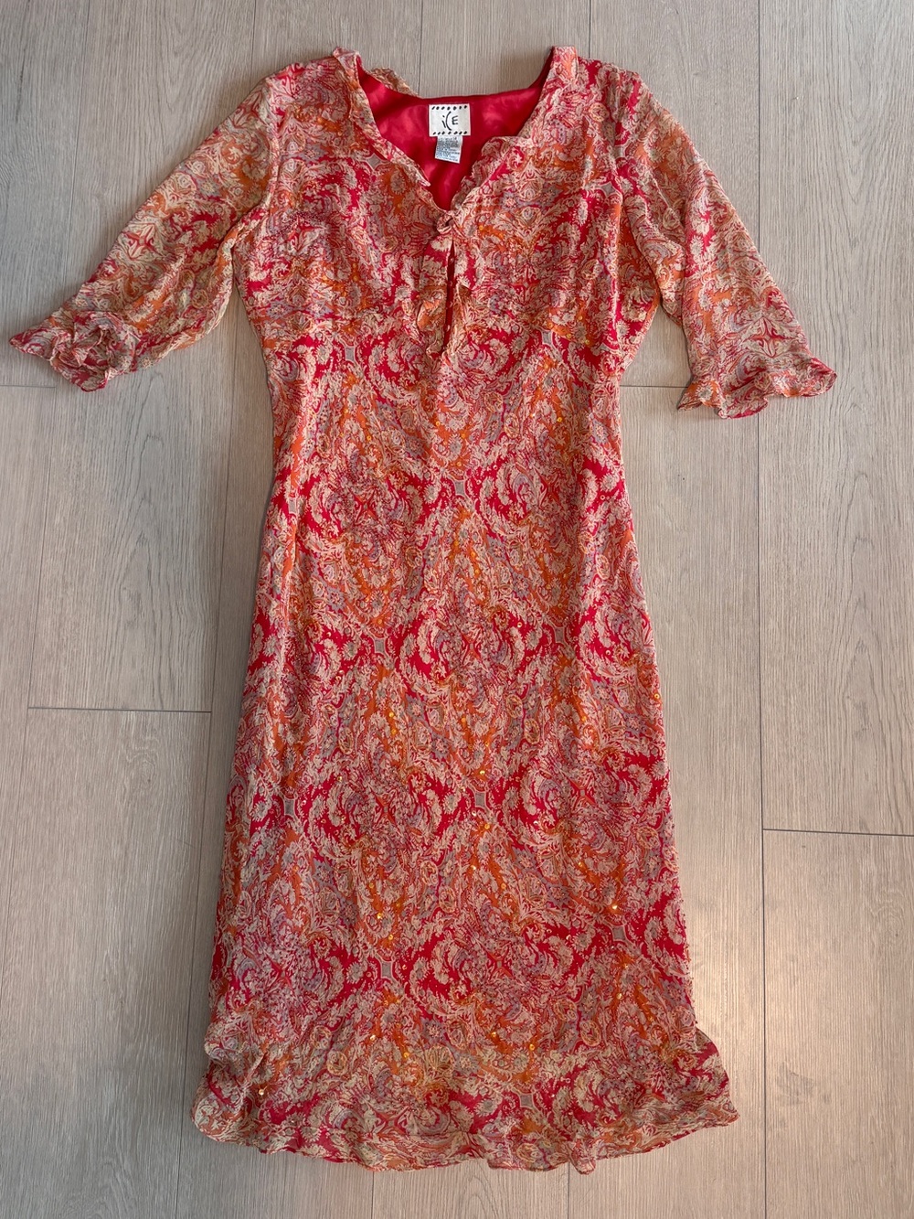 ICE silk beaded paisley print dress